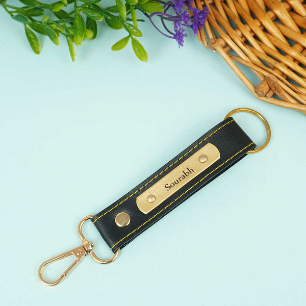 Personalized Keychain With Charms - Black - Uncommongifts.in